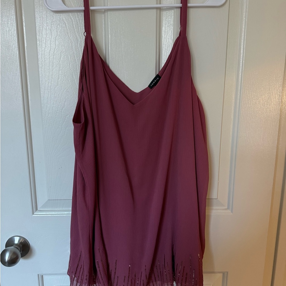 Torrid sparkle bottom mauve tank top. Size 3